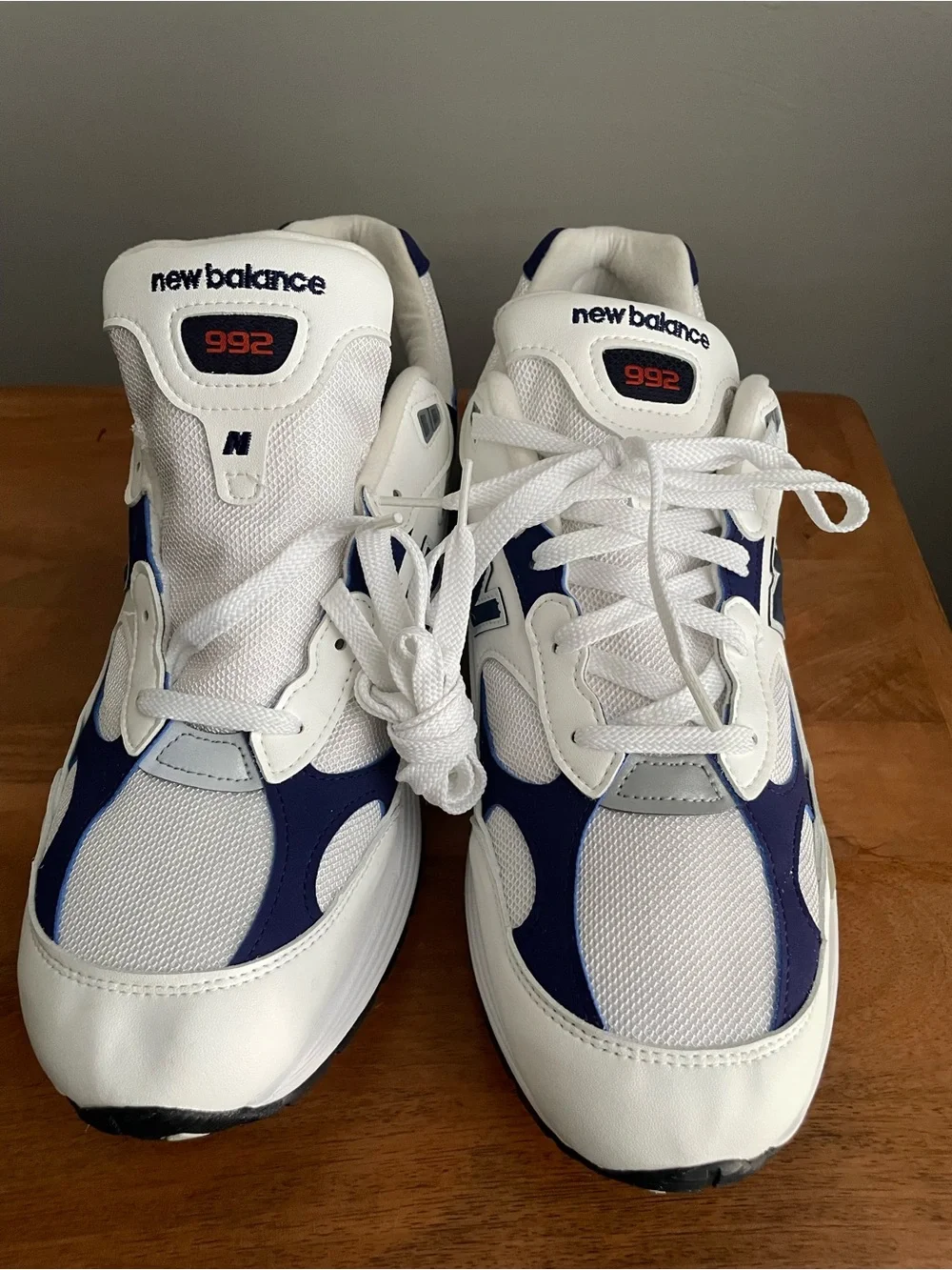 New Balance 992 Made in USA White Blue Navy Men’s Size 13 M992CA Sneakers NIB